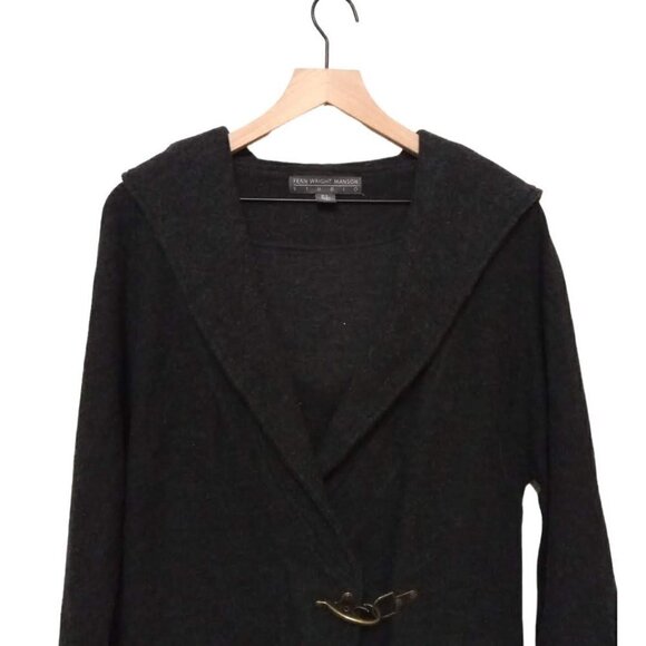 FENN Wright Manson Gray Wool Latch Hook Hooded Cardigan Sz M - Picture 2 of 8